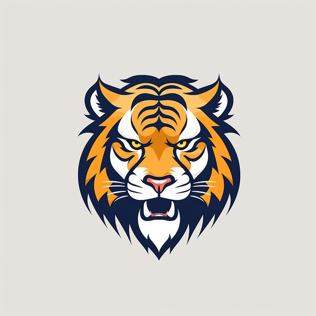 Vector colorful aggressive strong tiger head