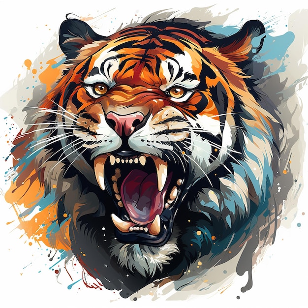 vector colorful aggressive strong tiger head