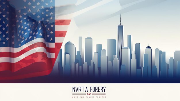 Vector concept design for Patriot day with flag of usa candles and text We will never forget 911