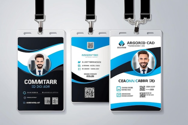 Foto modello di progettazione di schede di identificazione professionali vettoriali per carte d'identità aziendali con blu e nero