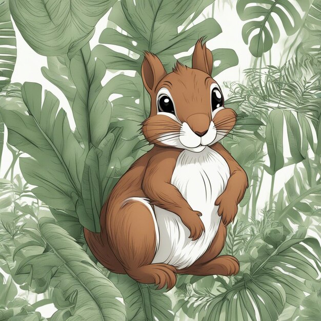 Foto una coppia vettoriale 3d simpatico cartone animato stile scoiattolo pulito blured giungla backgrond