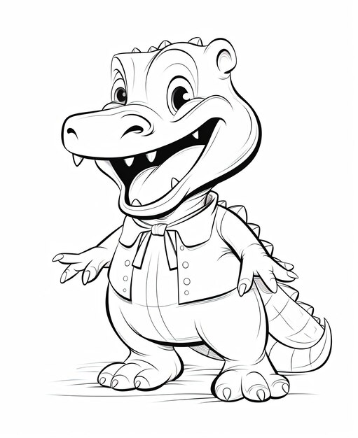 vector of Crocodile in black and white coloring Animal coloring page