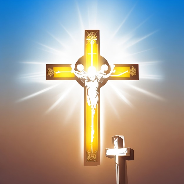 vector crosses with holy divine light good friday background