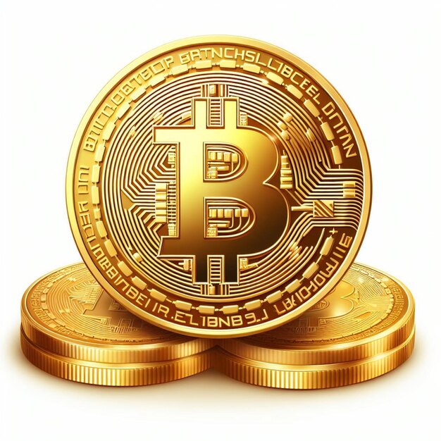 Фото Вектор криптовалюты биткоин золотые монеты изолированы на белом