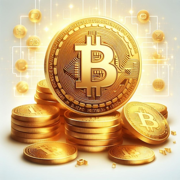 vector cryptocurrency bitcoin golden coins isolated on white