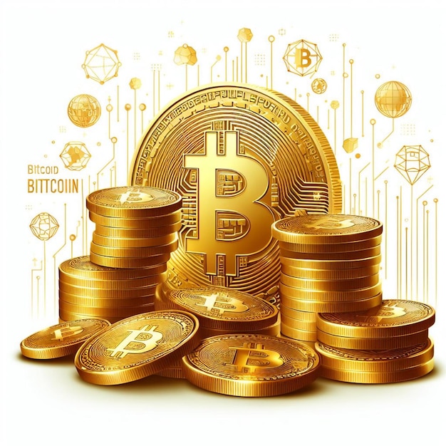 vector cryptocurrency bitcoin gouden munten geïsoleerd op wit