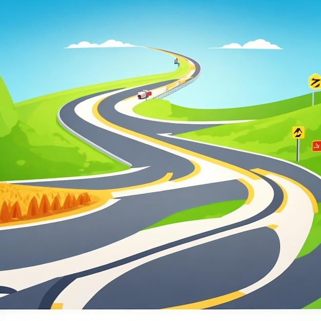 vector curve winding roadway background