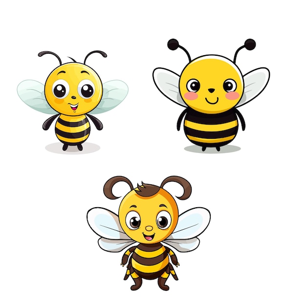 Vector cute bees set