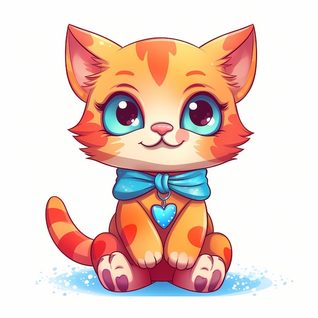 Vector cute cat with love sign hand cartoon illustration animal nature concept isolated flat cartoon style