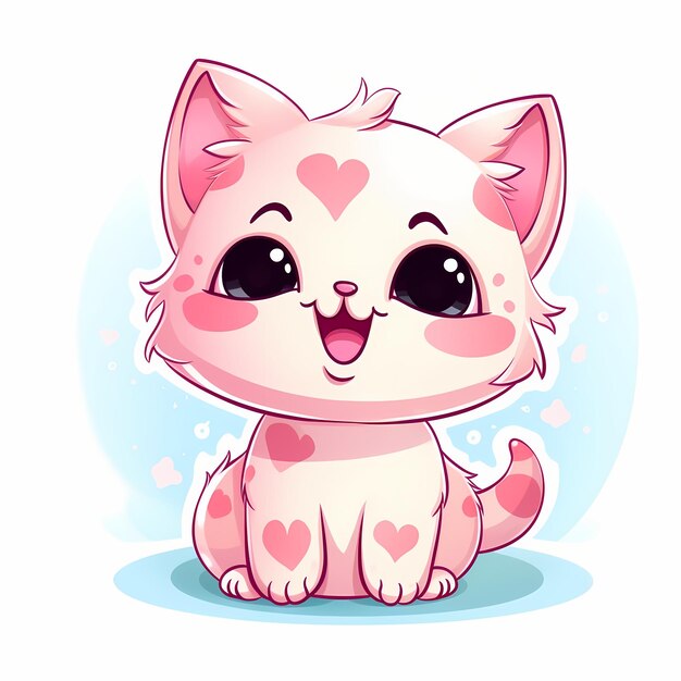 Vector cute cat with love sign hand cartoon illustration animal nature concept isolated flat cartoon style