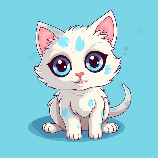 Vector cute cat with love sign hand cartoon illustration animal nature concept isolated flat cartoon style