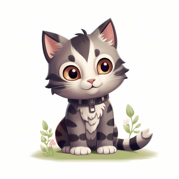 Vector cute cat with love sign hand cartoon illustration animal nature concept isolated flat cartoon style