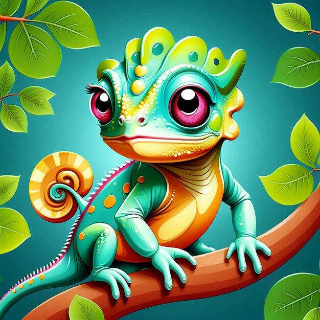 Photo vector cute chameleon