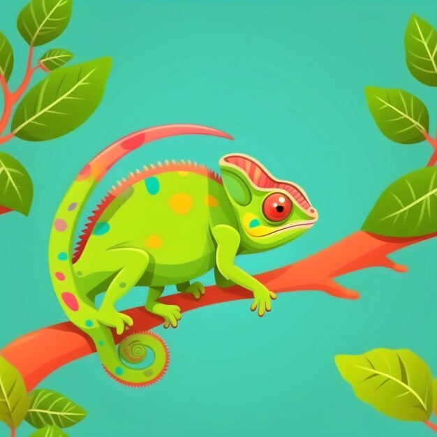 Photo vector cute chameleon