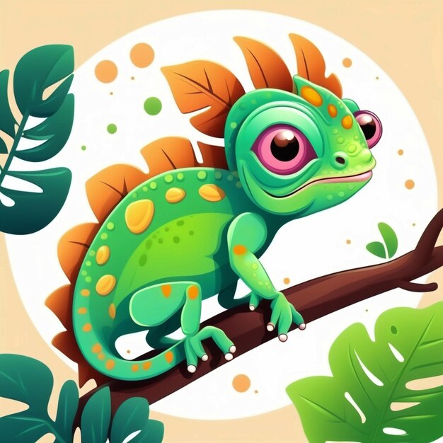 Photo vector cute chameleon