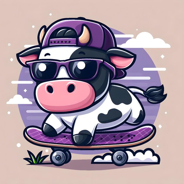 Photo vector cute cow character illustration