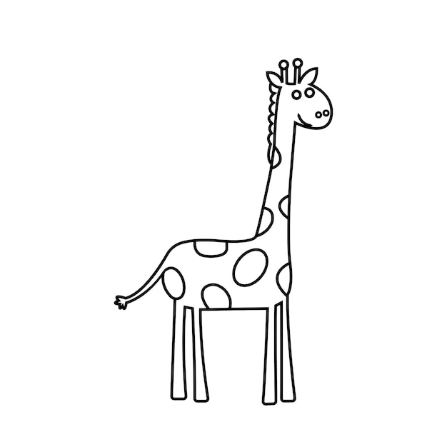 Photo a vector of a cute giraffe in black and white coloring