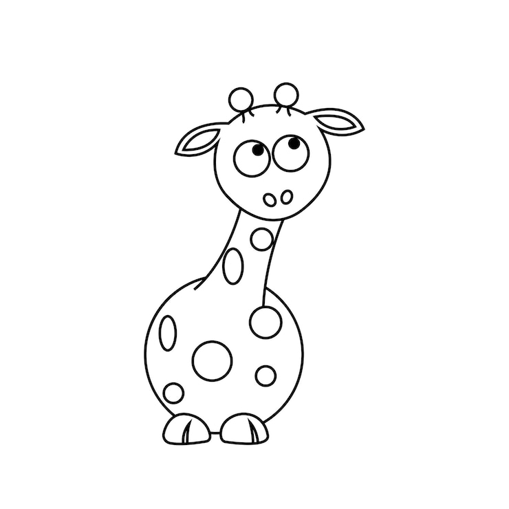Photo a vector of a cute giraffe in black and white coloring