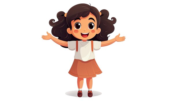 vector cute girl cartoon character and white background