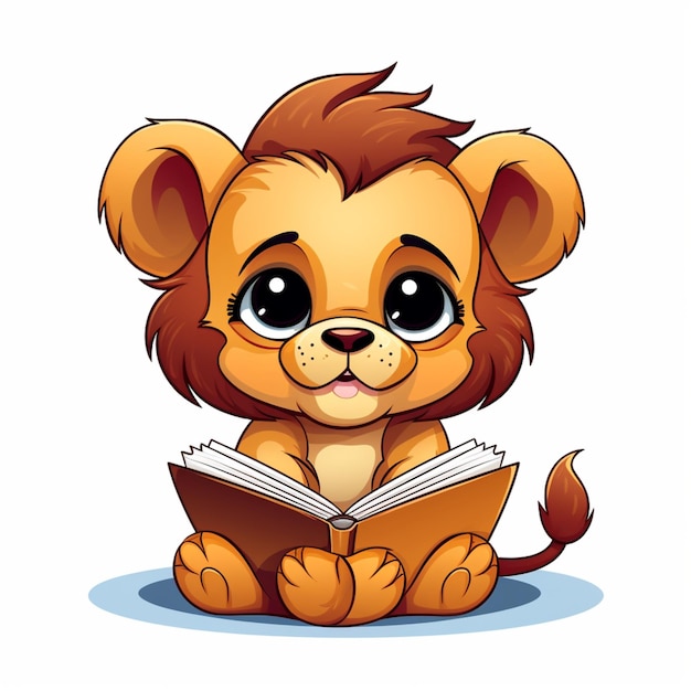 vector cute lion playing guitar