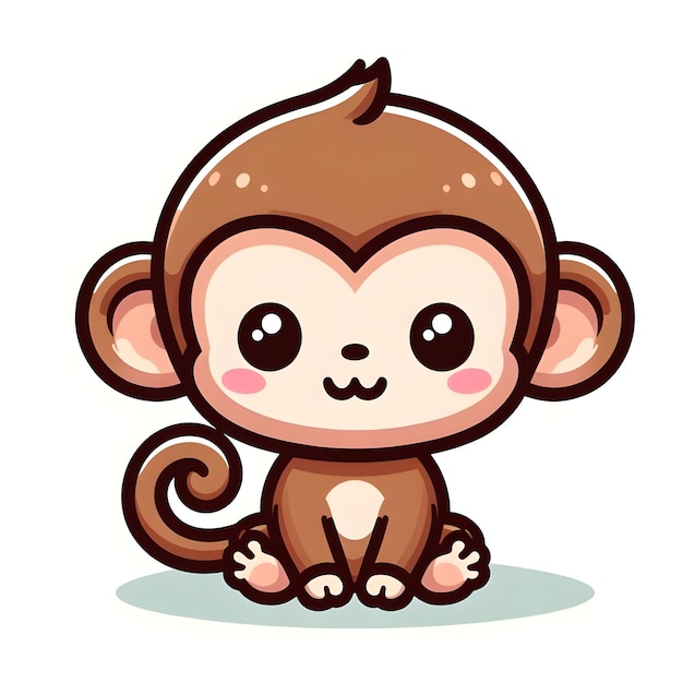 Vector cute monkey cartoon illustration