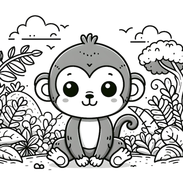 Vector cute monkey cartoon illustration