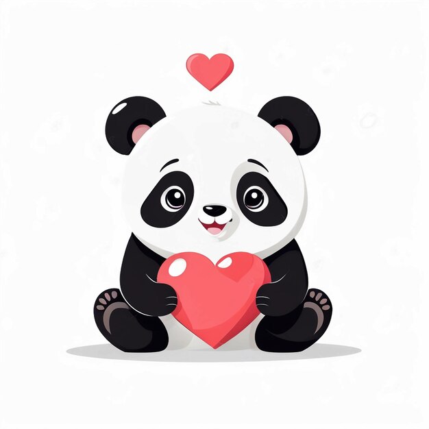 Photo vector cute panda holding love heart cartoon vector illustration