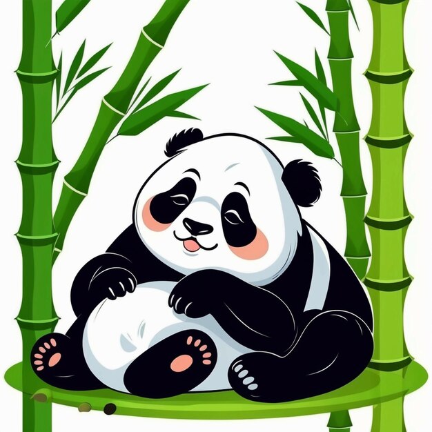 Foto vector panda carino che dorme sul bambù