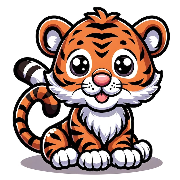 Vector cute tiger cartoon illustration