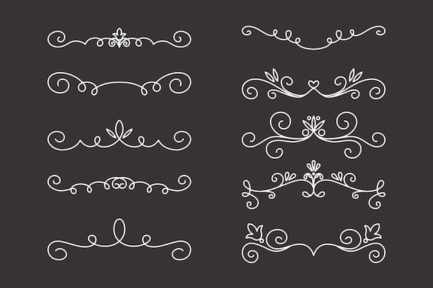 Vector decoratieve lineaire scheiders set Vintage frame design elementen filigree decoratieve randen pagina decoraties scheiders geïsoleerd