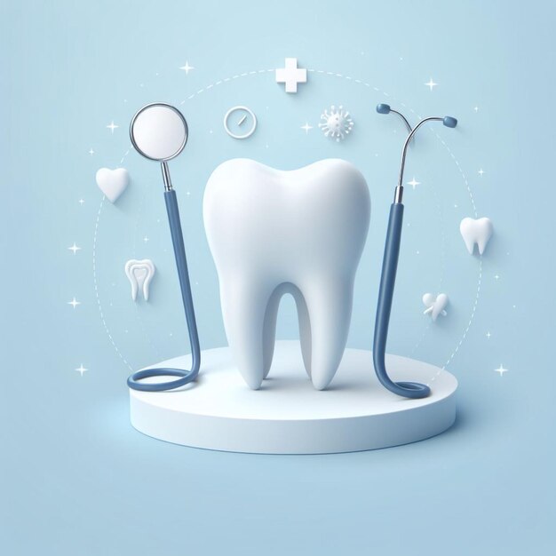 vector dentist medical background with 3d tooth design