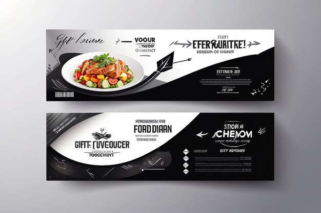 Vector design gift voucher with arrows for the image Universal white and black flyer