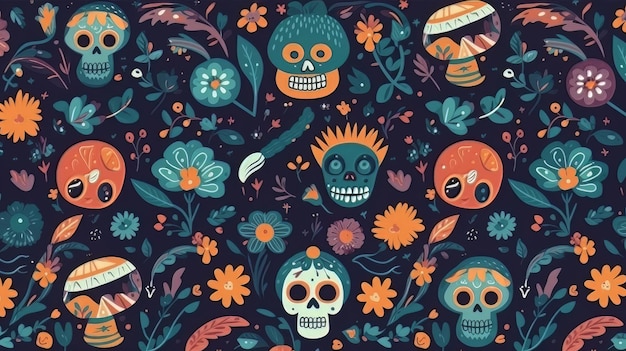 Vector dia de muertos patroon in plat ontwerp Cinco de Mayo Mexico's bepalende moment