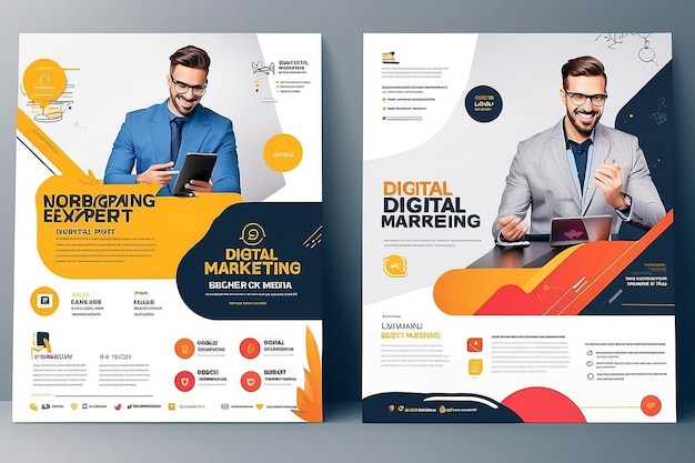 Foto esperto di marketing digitale vettoriale poster aziendale quadrato instagram social media post banner template jr