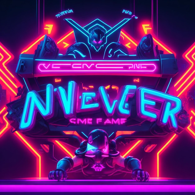 vector digital neon game over banner