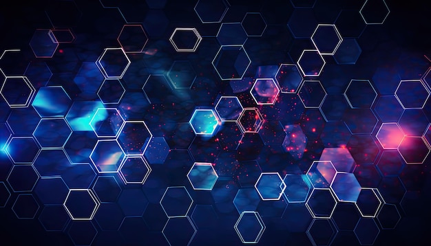 Vector digital technology with hexagonal shapes dark blue background