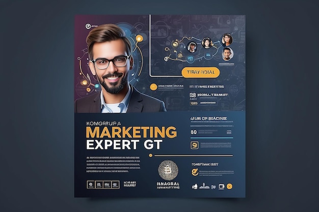 Vector digitale marketing expert zakelijke poster vierkant instagram sociale media post banner sjabloon jr