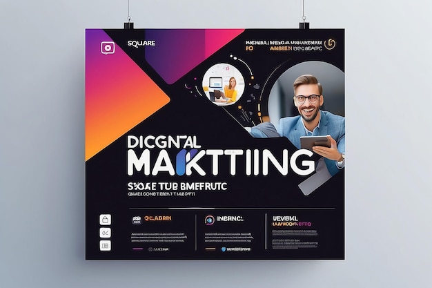 Vector digitale marketing expert zakelijke poster vierkant instagram sociale media post banner sjabloon jr