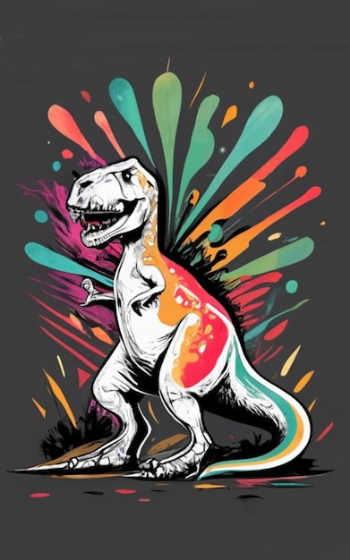 Vector Dinosaur Illustration for T shirt design Digital Art Background Water Color Splashes