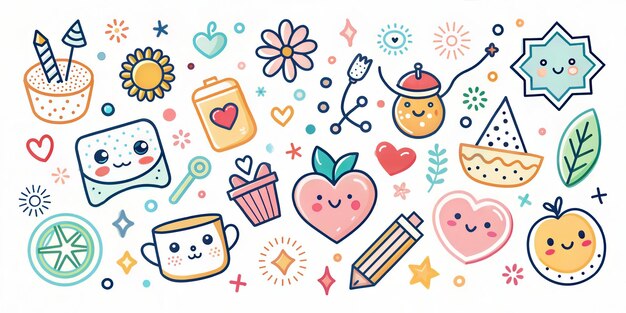 Photo vector doodle icons of love