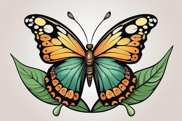 A vector drawing represents leaf butterfly logo design