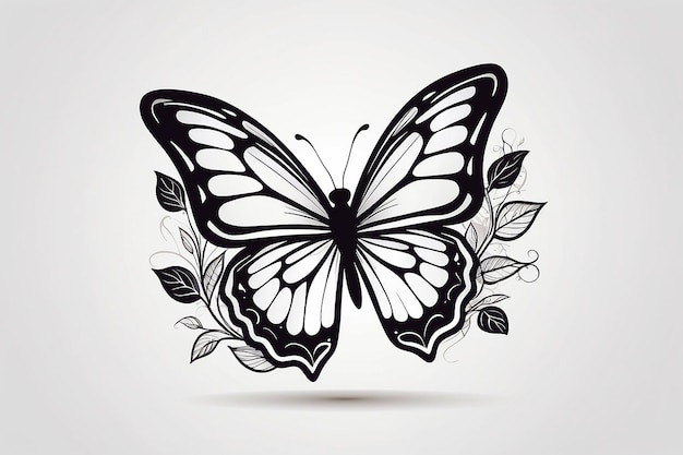 A vector drawing represents leaf butterfly logo design