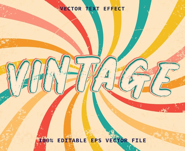 Photo vector editable vintage text effect retro 70s and 80s text style