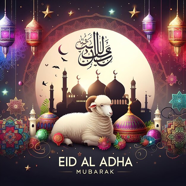 vector eid al adha a poster for a arabic arabic calligraphy with a sheep on it