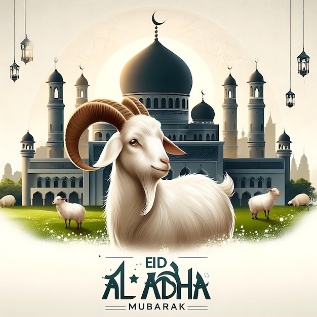 vector eid al adha a sheep with a goat on it and the word alpaca on the top