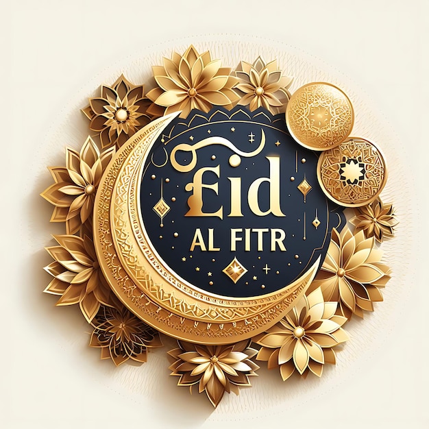 Foto vettore eid al fitr un segno dorato e nero che dice citazione calligrafia araba citazione