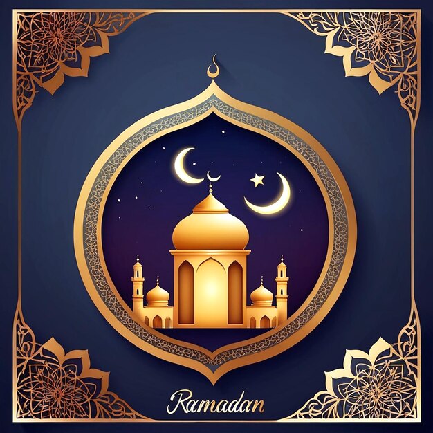 Photo vector elegant ramadan kareem decorative festival card