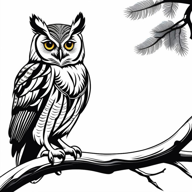 vector elf owl standing on branch