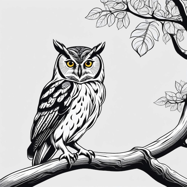 vector elf owl standing on branch