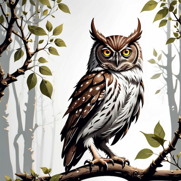 Photo vector elf owl standing on branch